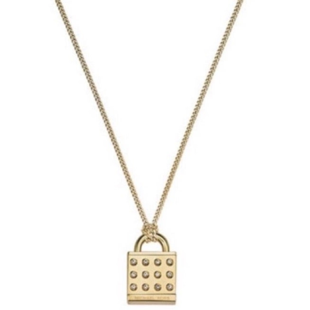 micheal kors astor pave padlock necklace
